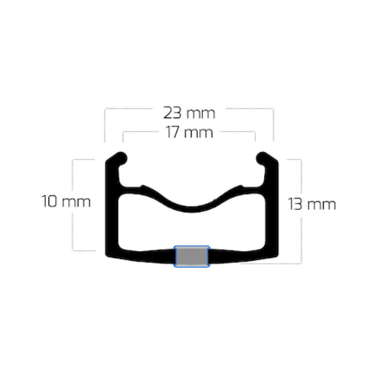 Felge / 622X17C / 36GTS / Doppelwandig / Single eyelets / Rigida - Ryde / Edge R13 / Silber