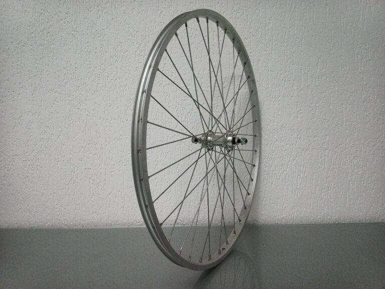 Roue arrière / 590X19C / Rigida - Ryde / Parallex / Silver / Sunrace / Autres / Roue libre 5-S / 110 MM / Frein sur jante / City