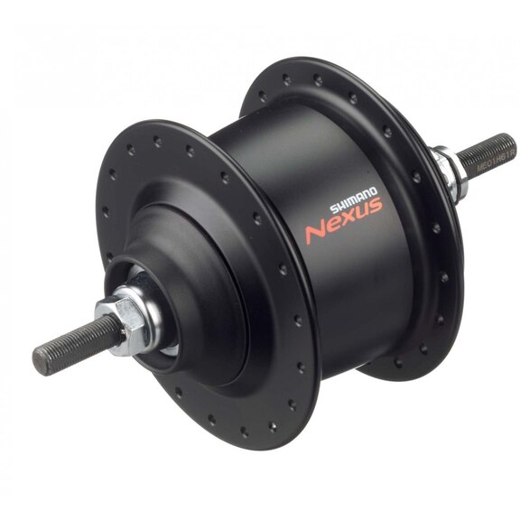 Hinterradnabe / 131 MM / Feste Welle 203 MM / Rollerbrake + felgenbremse  / 36GTS / Shimano / Nexus Inter 8 SG-C6001-8R / Schwarz / City 