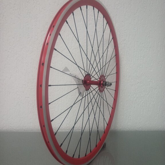 Voorwiel / 622X15C / Rigida - Ryde / DP18 / Rood / Sturmey Archer / HBT31 / 100 MM / Velgrem / Fixy - Singlespeed 