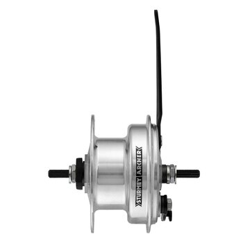 Front hub / 100 MM / Fixed axle 140 MM / Drum Brake 70 MM / 36GTS / Sturmey Archer / X-FDD 6V-3.0W Dynamo / Silver / City