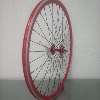 Voorwiel / 622X15C / Rigida - Ryde / DP18 / Rood / Sturmey Archer / HBT31 / 100 MM / Velgrem / Fixy - Singlespeed